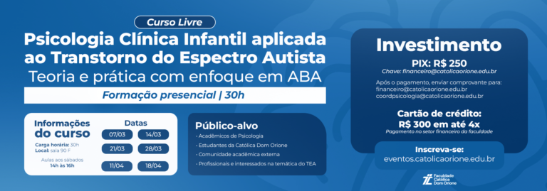Curso Livre: “Psicologia Clínica Infantil aplicada ao Transtorno do Espectro Autista”